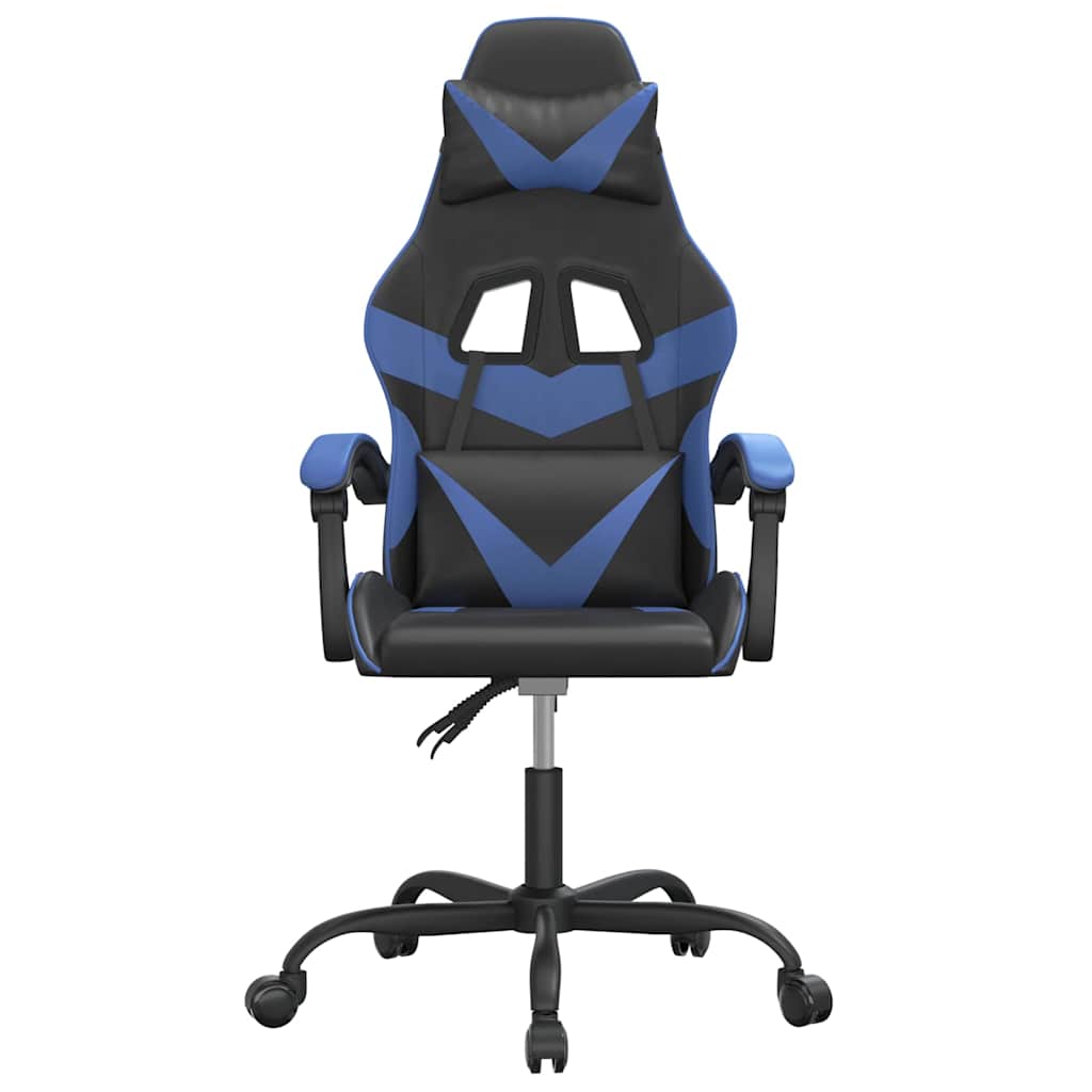 Vidaxl gamestoel draaibaar kunstleer zwart en blauw