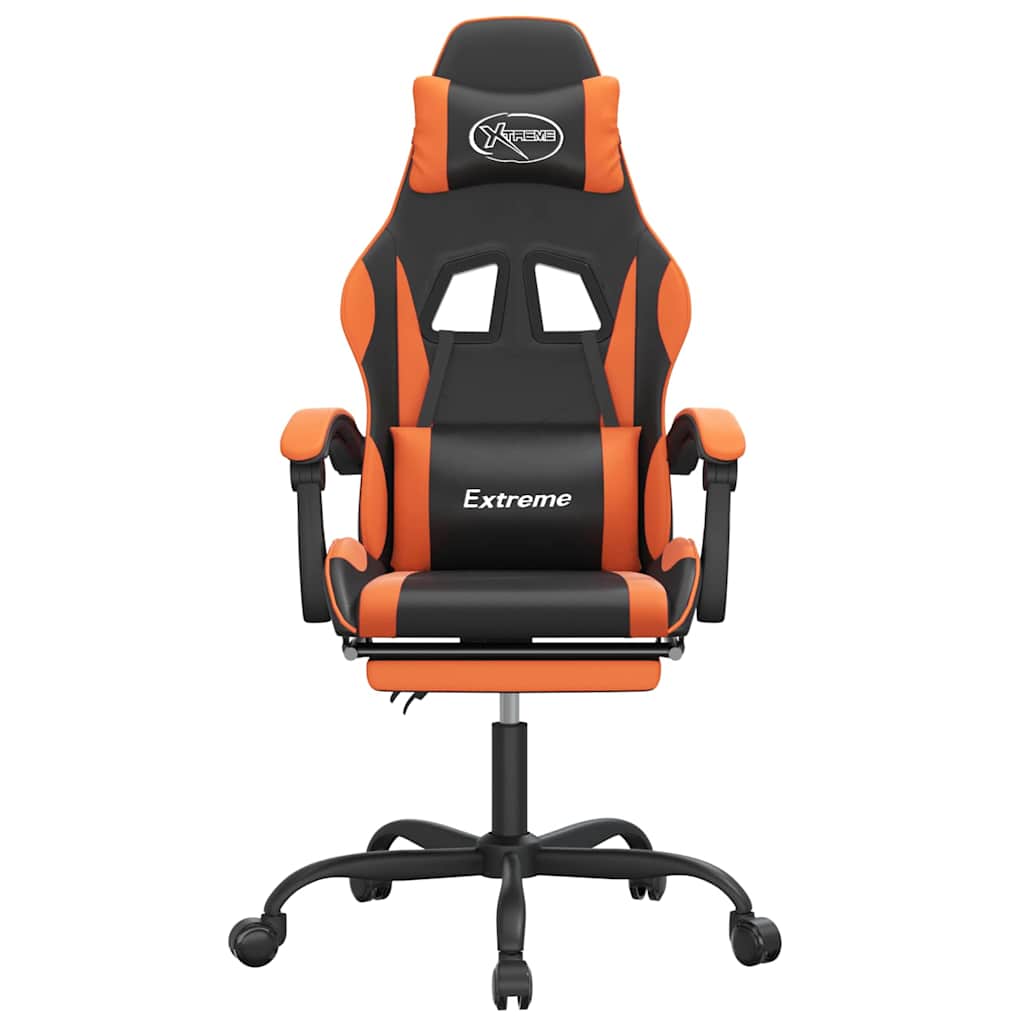 Vidaxl gamestoel draaibaar met voetensteun kunstleer zwart en oranje