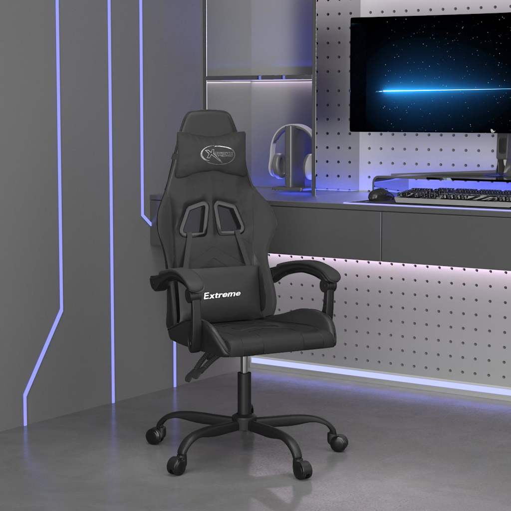 Vidaxl gamestoel draaibaar kunstleer zwart