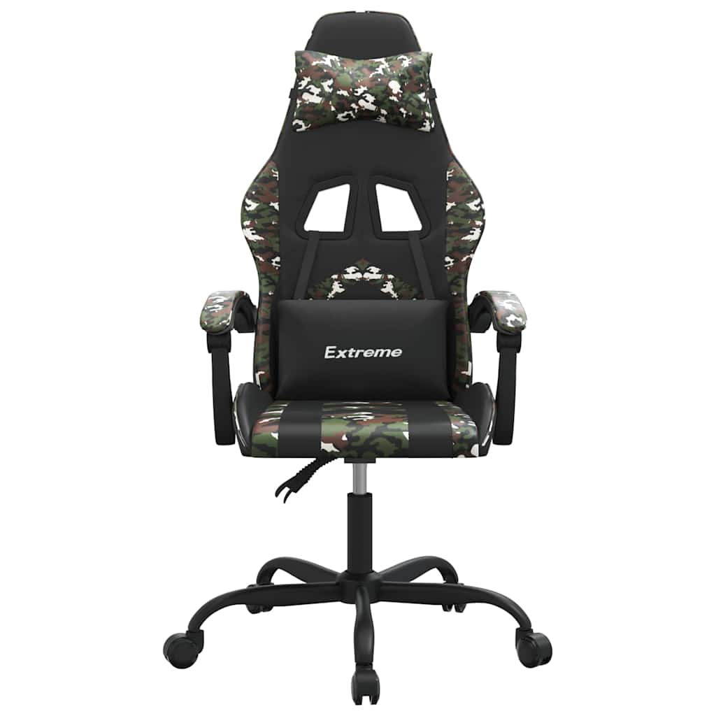 Vidaxl gamestoel draaibaar kunstleer zwart en camouflage