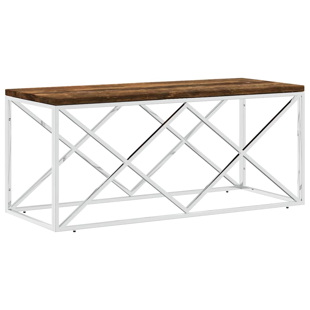 Vidaxl salontafel roestvrij staal en massief hergebruikt hout