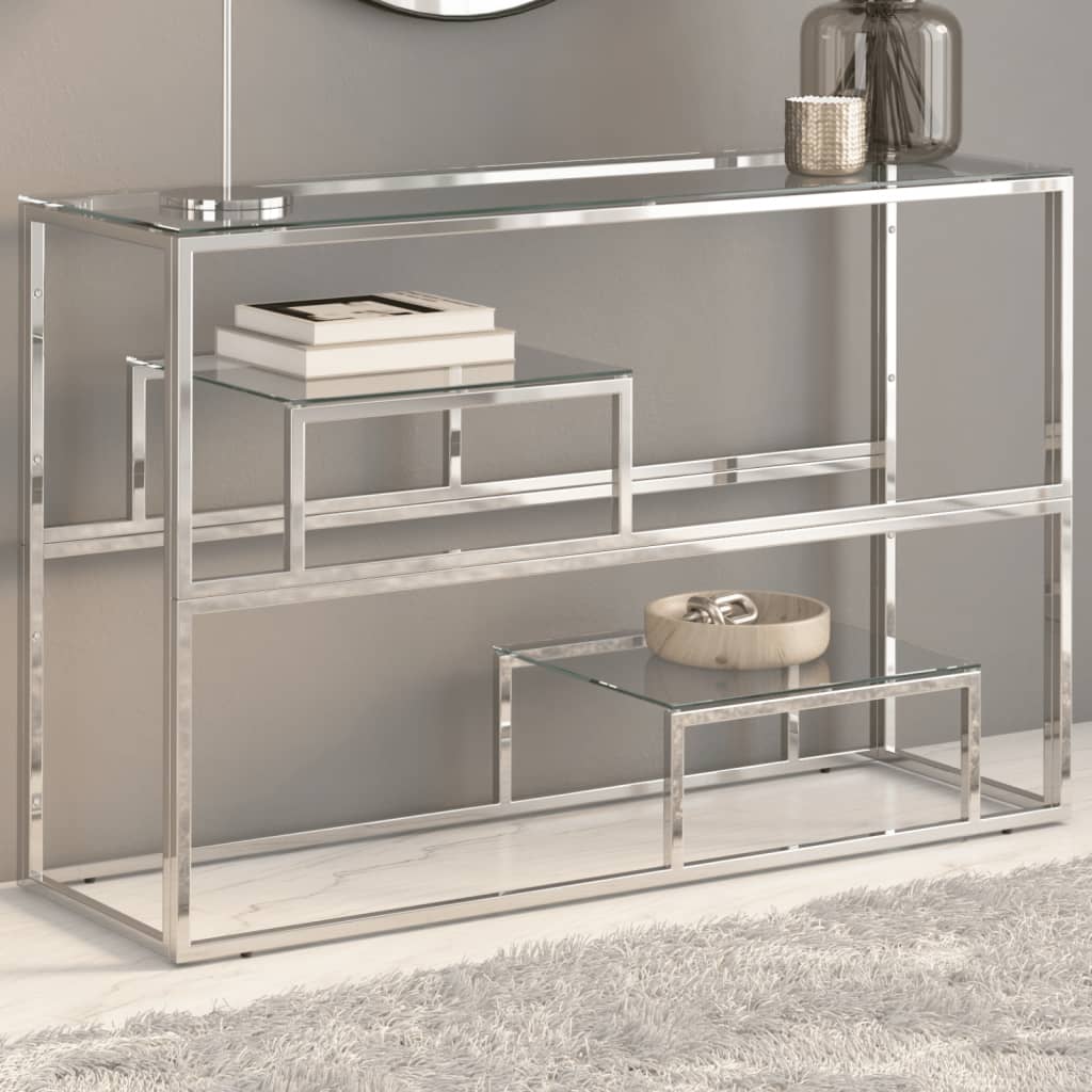Vidaxl wandtafel roestvrijstaal en gehard glas zilverkleurig