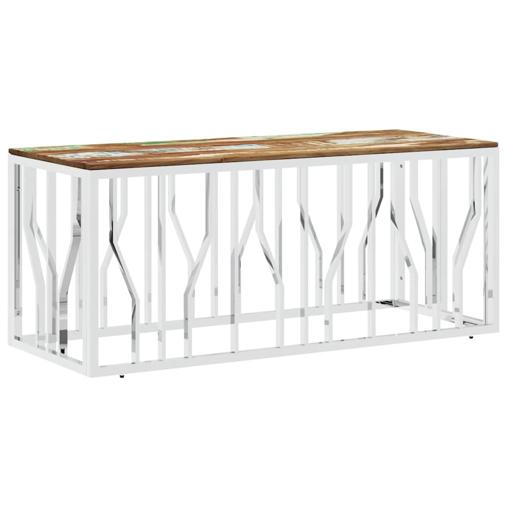 Vidaxl salontafel roestvrij staal en massief gerecycled hout zilver