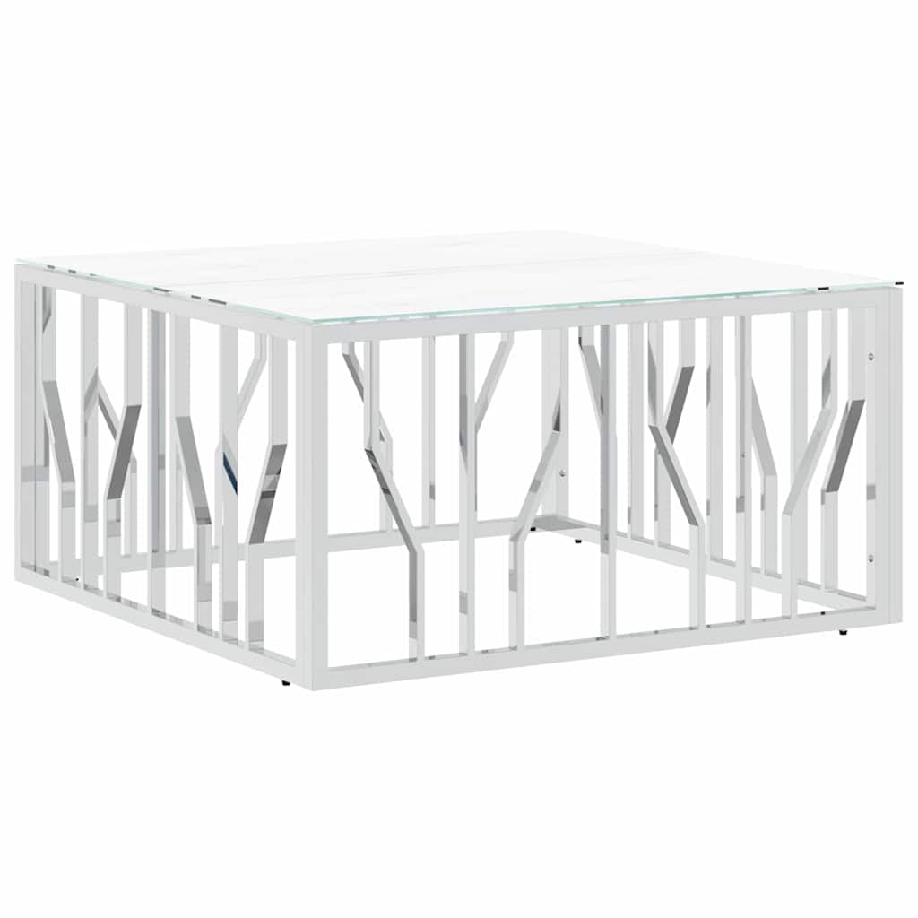 Vidaxl salontafel 80x80x40 cm roestvrij staal en glas zilverkleurig
