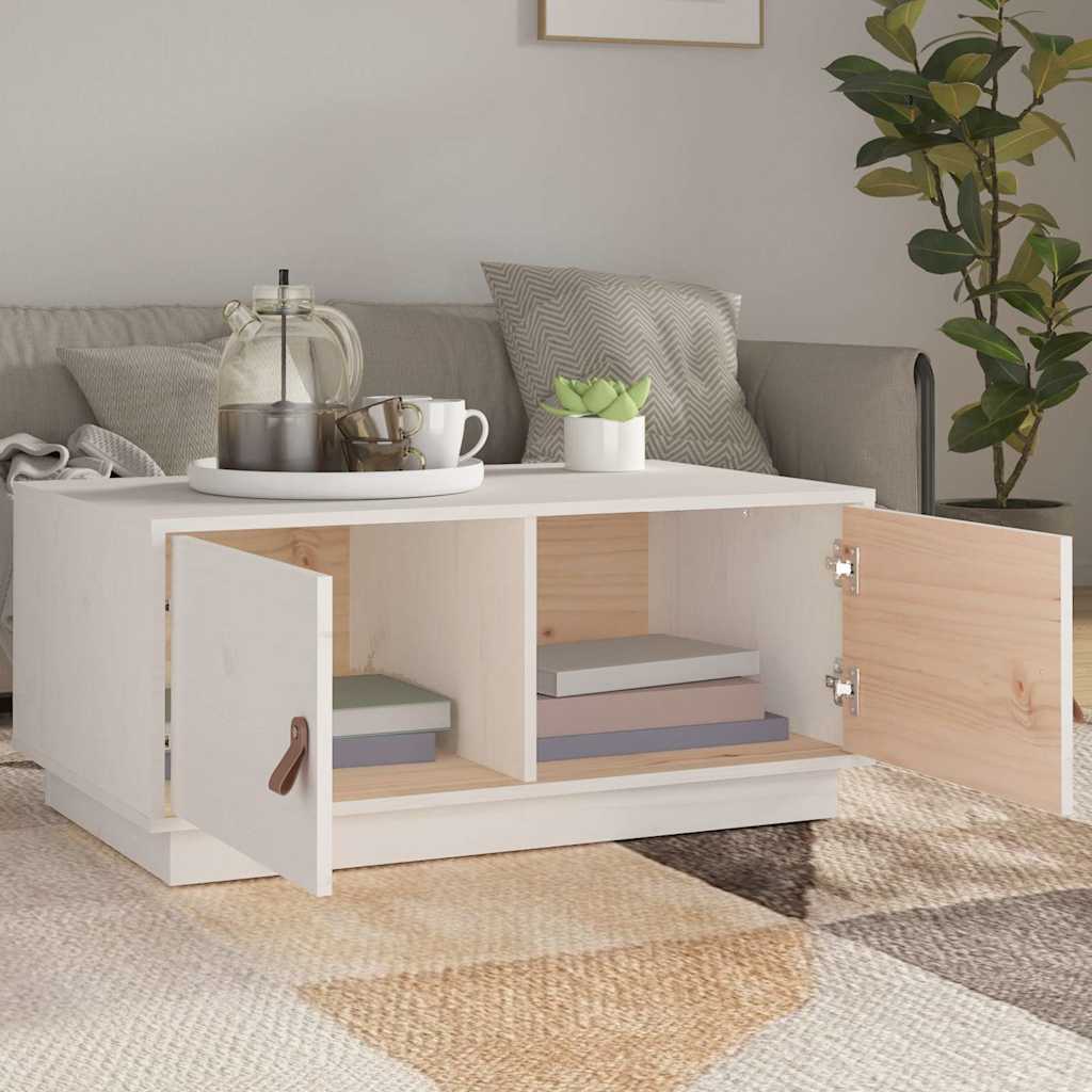 Vidaxl salontafel 80x50x35 cm massief grenenhout wit