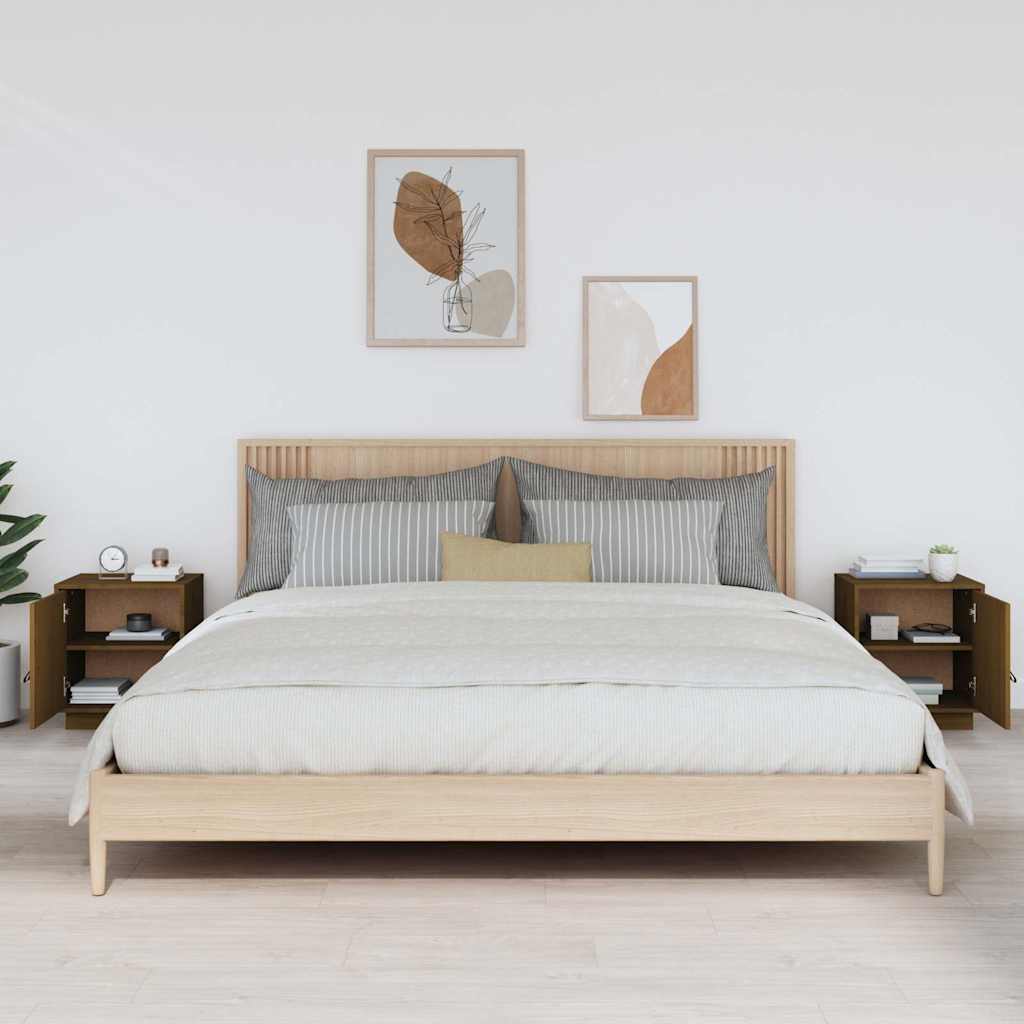 Vidaxl nachtkastjes 2 st 40x34x45 cm massief grenenhout honingbruin
