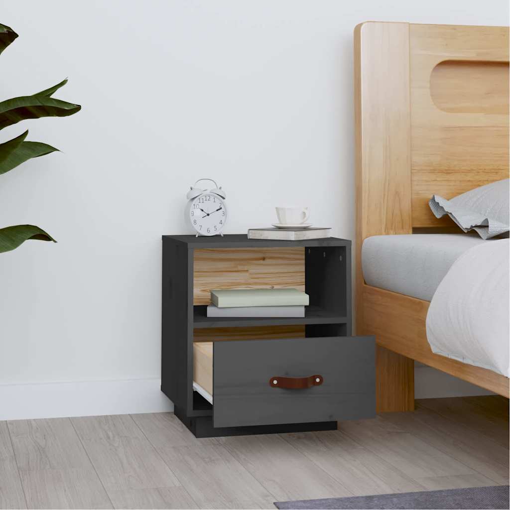 Vidaxl nachtkastje 40x34x45 cm massief grenenhout grijs