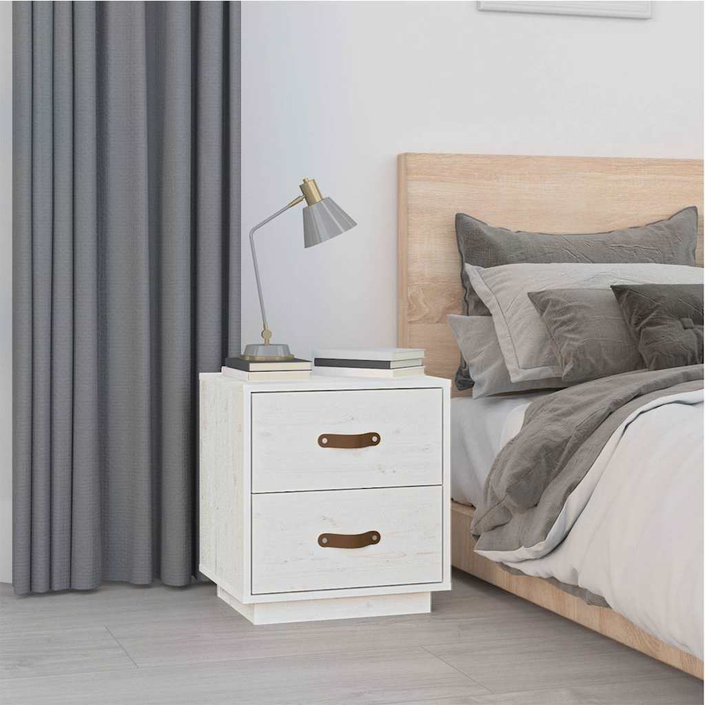 Vidaxl nachtkastje 40x34x45 cm massief grenenhout wit