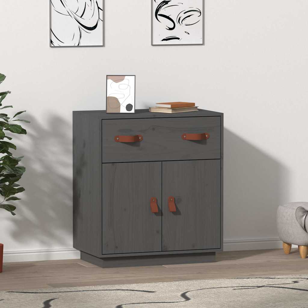 Vidaxl dressoir 65,5x40x75 cm massief grenenhout grijs
