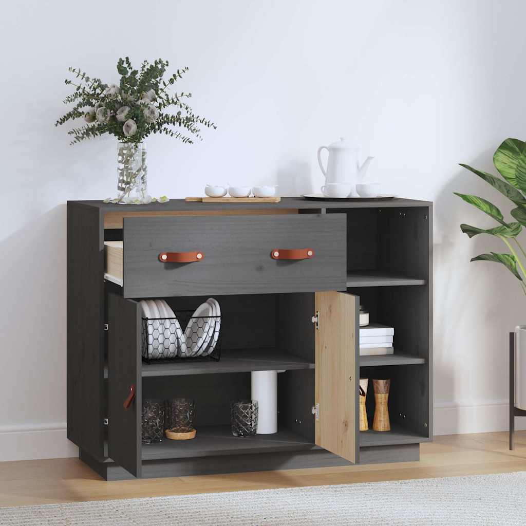 Vidaxl dressoir 98,5x40x75 cm massief grenenhout grijs