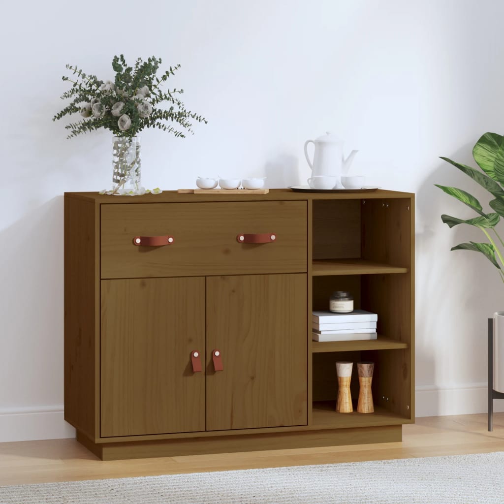Vidaxl dressoir 98,5x40x75 cm massief grenenhout honingbruin