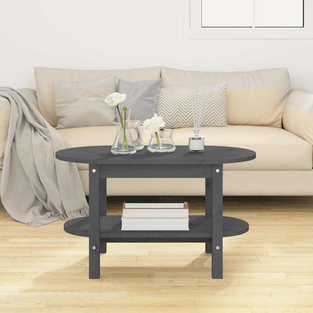 Vidaxl salontafel 80x45x45 cm massief grenenhout grijs