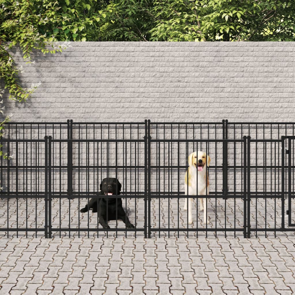 VidaXL Hondenkennel voor buiten 15,02 m² staal