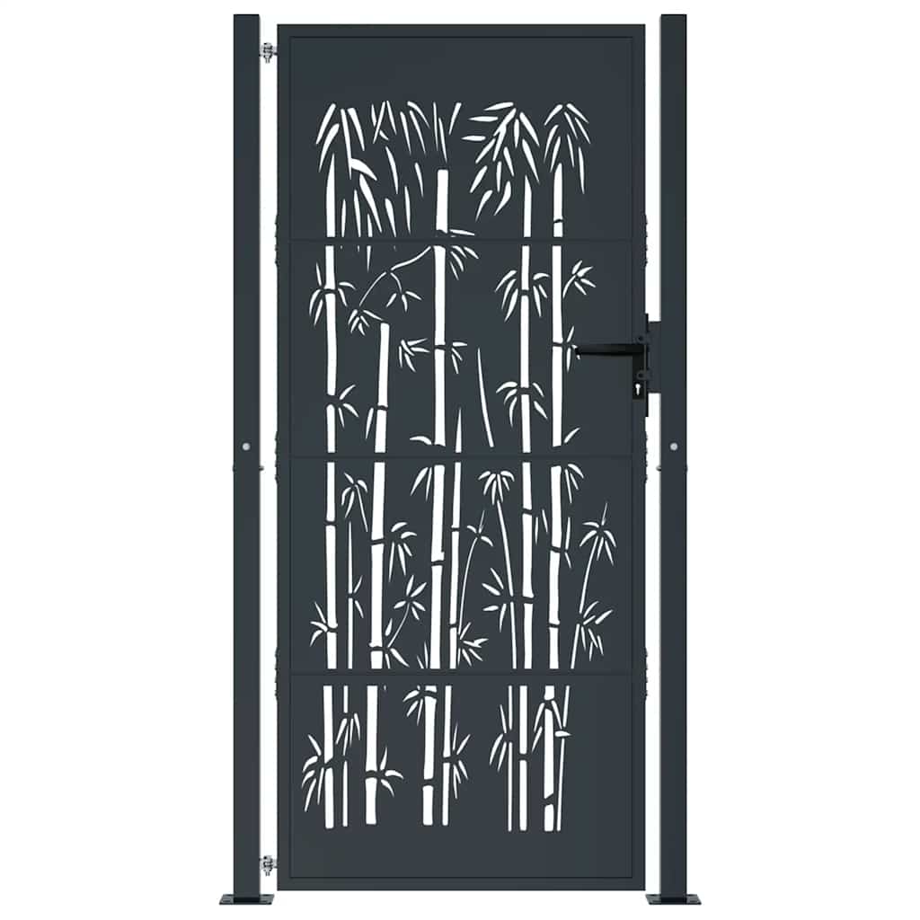 Vidaxl poort met bamboe-ontwerp 100x175 cm staal antracietkleurig