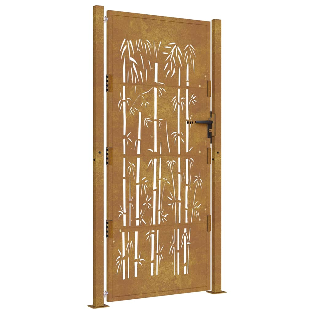 Vidaxl poort met bamboe-ontwerp 100x200 cm cortenstaal
