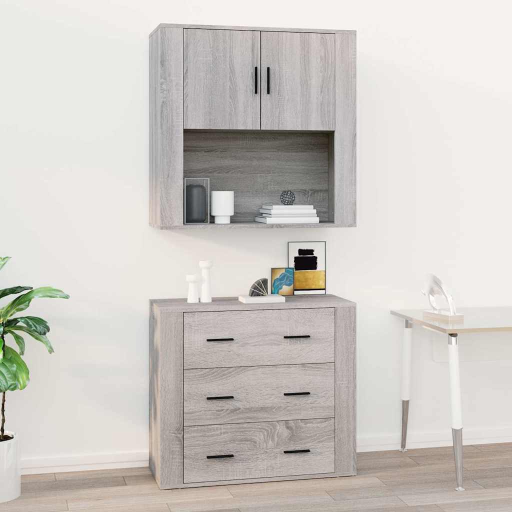 Vidaxl wandkast 80x33x80 cm bewerkt hout grijs sonoma eikenkleurig
