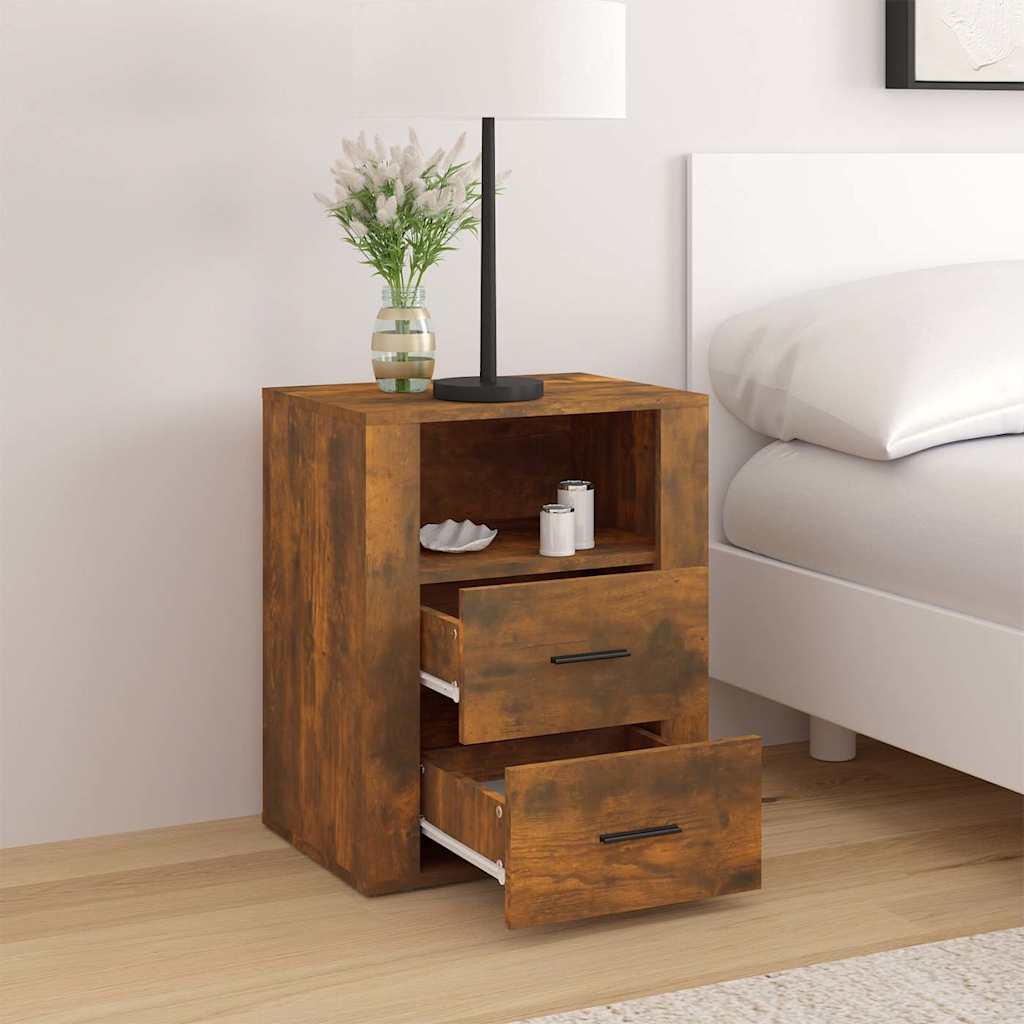 Vidaxl nachtkastje 50x36x60 cm bewerkt hout gerookt eikenkleurig