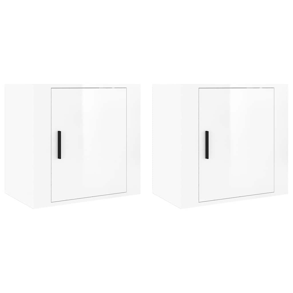 Vidaxl nachtkastjes 2 st wandgemonteerd 50x30x47 cm hoogglans wit