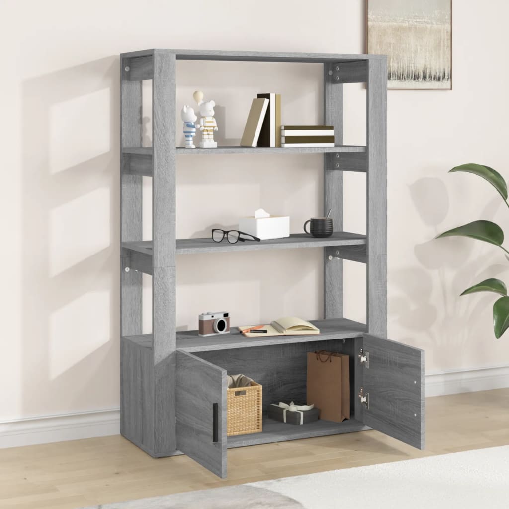 Vidaxl dressoir 80x30x119,5 cm bewerkt hout grijs sonoma eikenkleurig