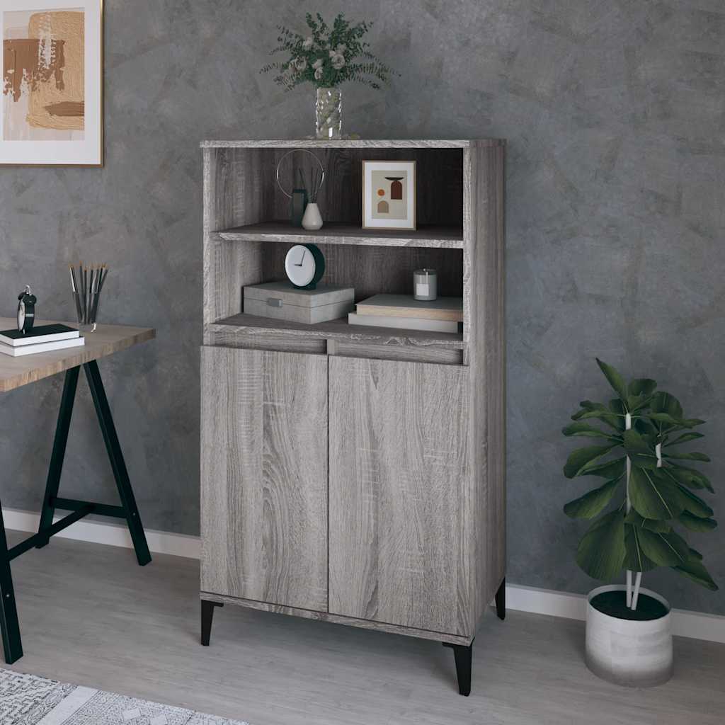 Vidaxl hoge kast 60x36x110 cm bewerkt hout grijs sonoma eikenkleurig