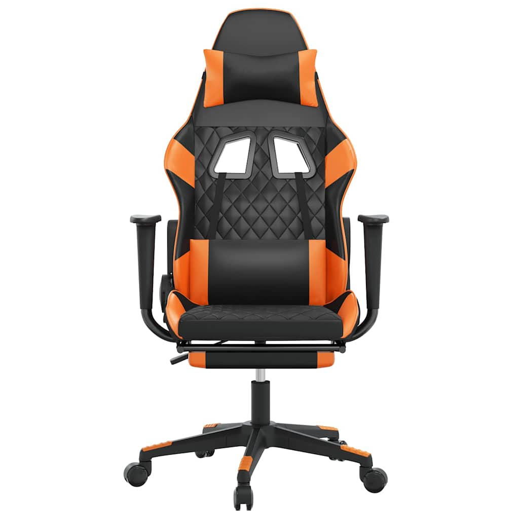 Vidaxl gamestoel met voetensteun kunstleer zwart en oranje