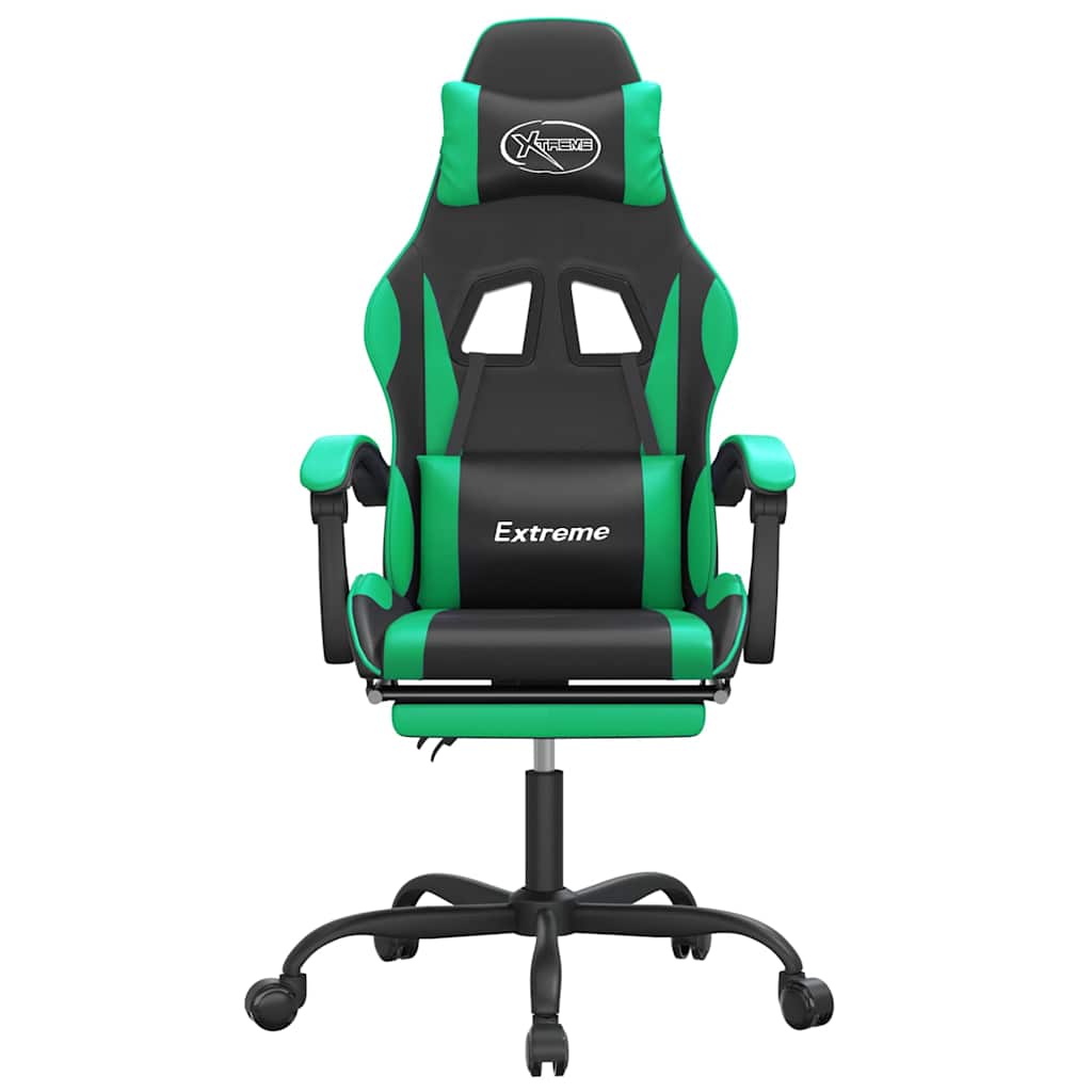 Vidaxl gamestoel met voetensteun kunstleer zwart en groen