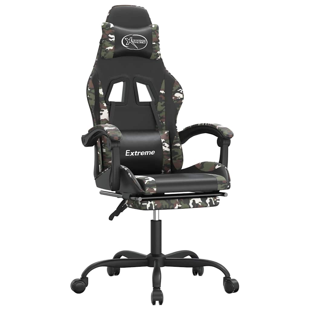 Vidaxl gamestoel met voetensteun kunstleer zwart en camouflage