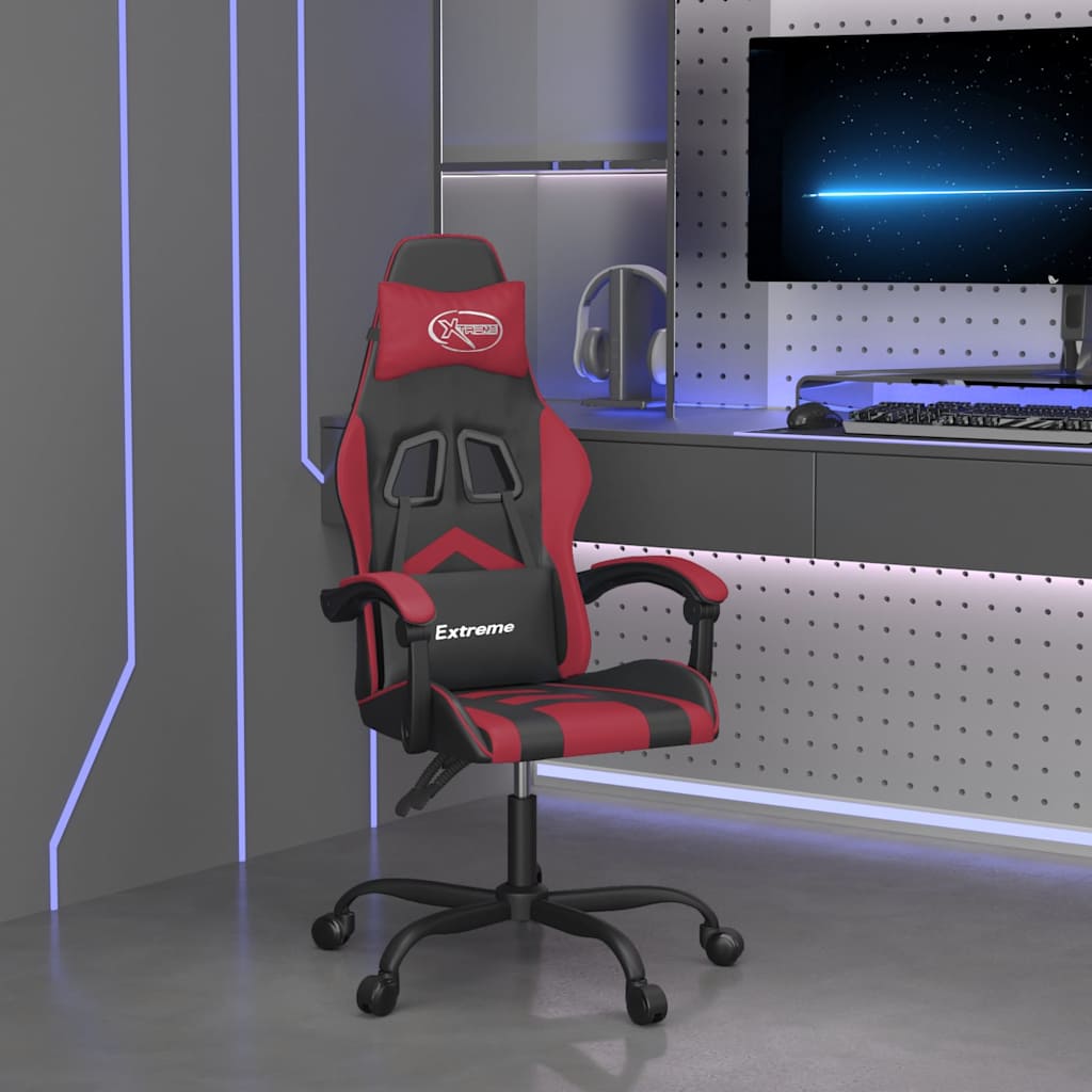 Vidaxl gamestoel kunstleer zwart en wijnrood