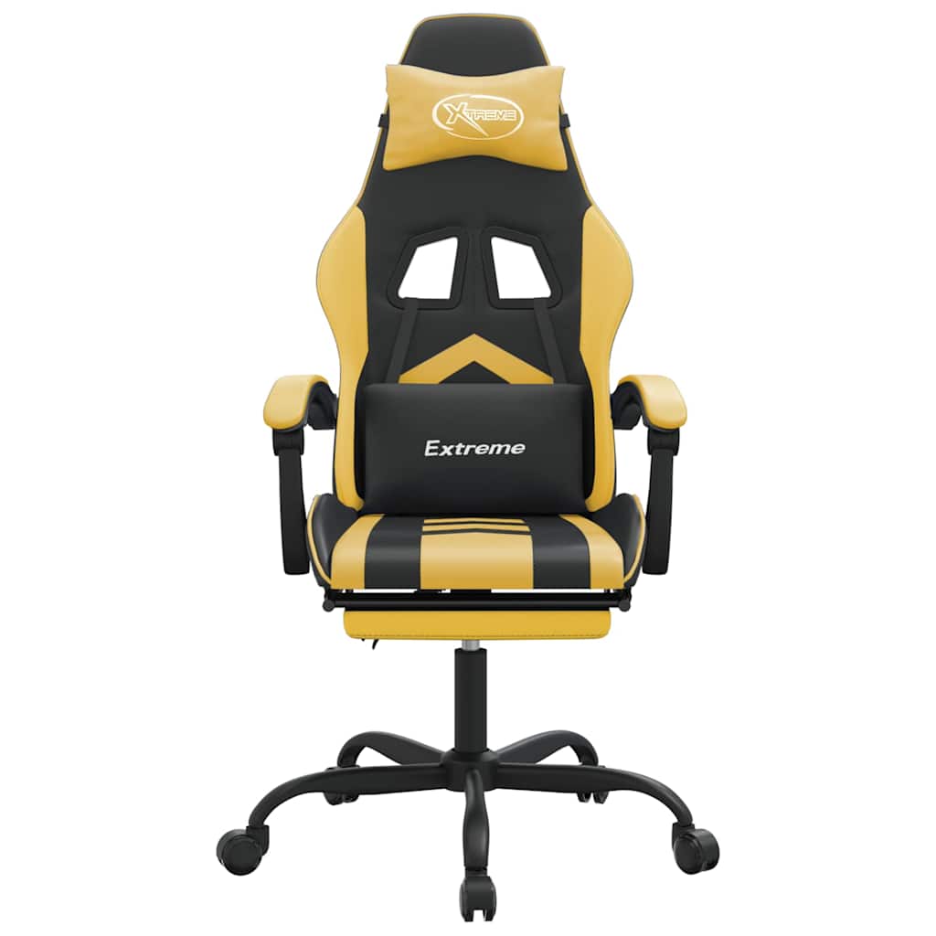 Vidaxl gamestoel met voetensteun kunstleer zwart en goudkleurig
