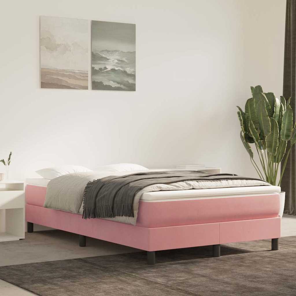 Vidaxl boxspring bed fluweel roze 120x200 cm