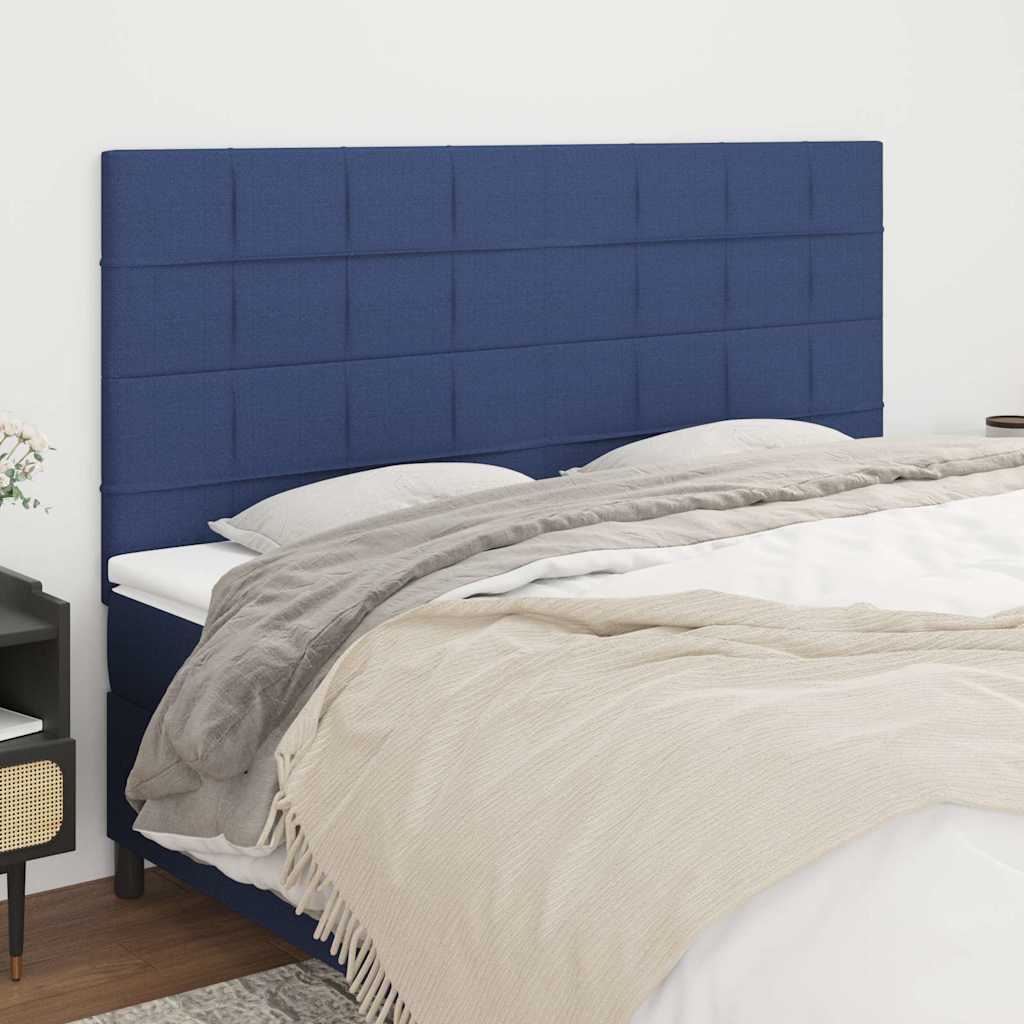 Vidaxl hoofdbord blauw 200x5x118 128 cm stof