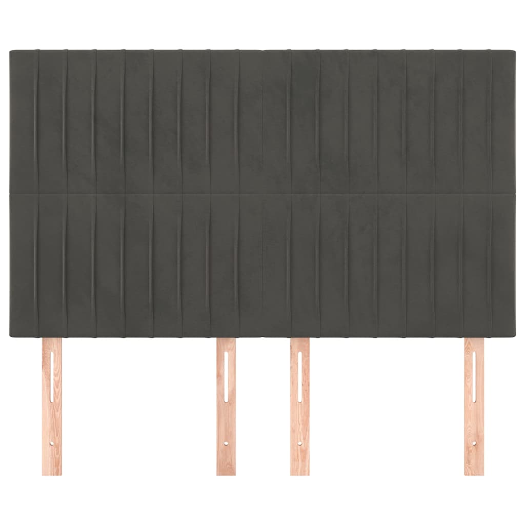 Vidaxl hoofdbord donkergrijs 144x5x118 128 cm fluweel