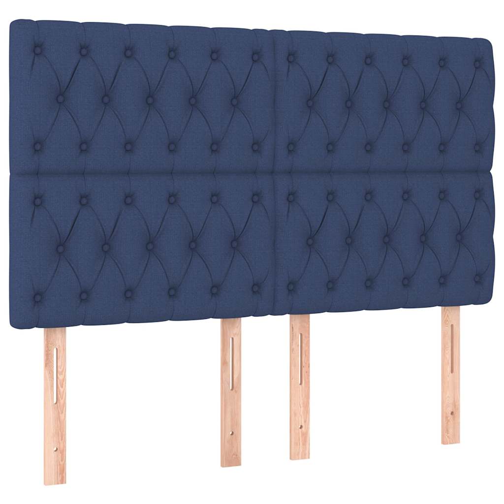 Vidaxl hoofdbord blauw 144x7x118 128 cm stof