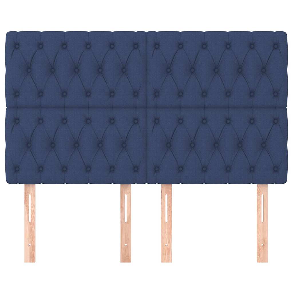 Vidaxl hoofdbord blauw 144x7x118 128 cm stof