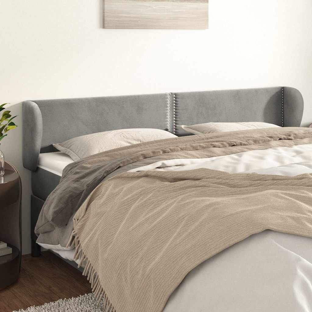 Vidaxl hoofdbord met randen 203x23x78 88 cm fluweel lichtgrijs