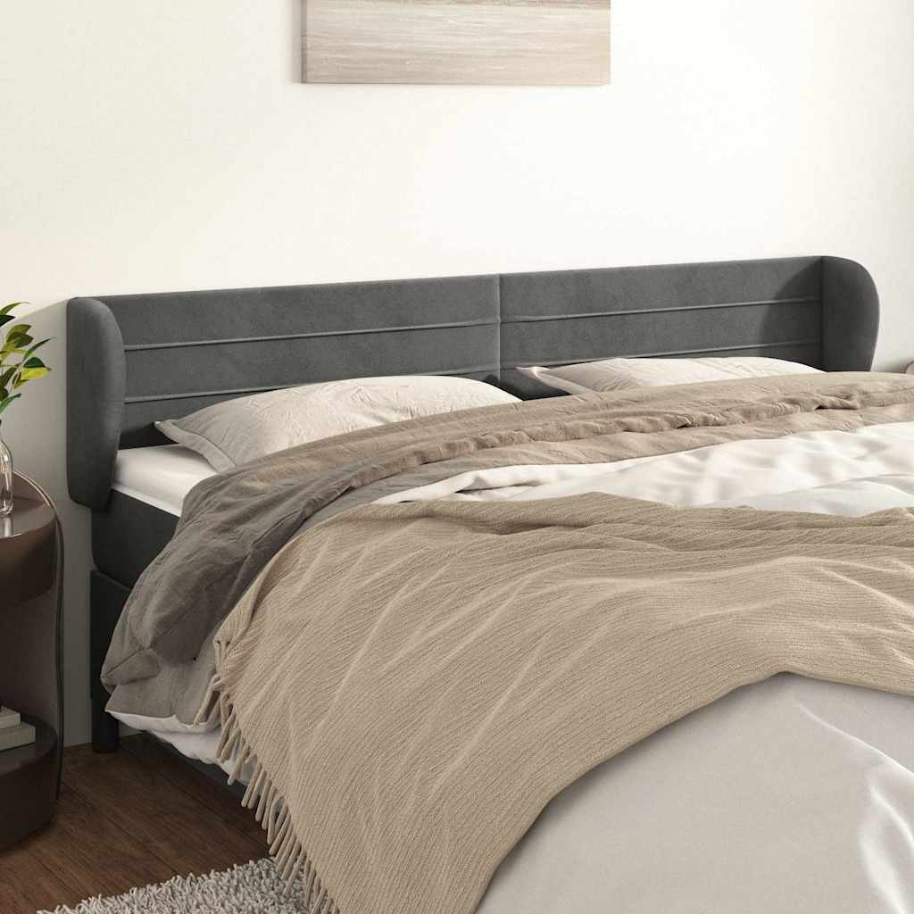 Vidaxl hoofdbord met randen 163x23x78 88 cm fluweel donkergrijs