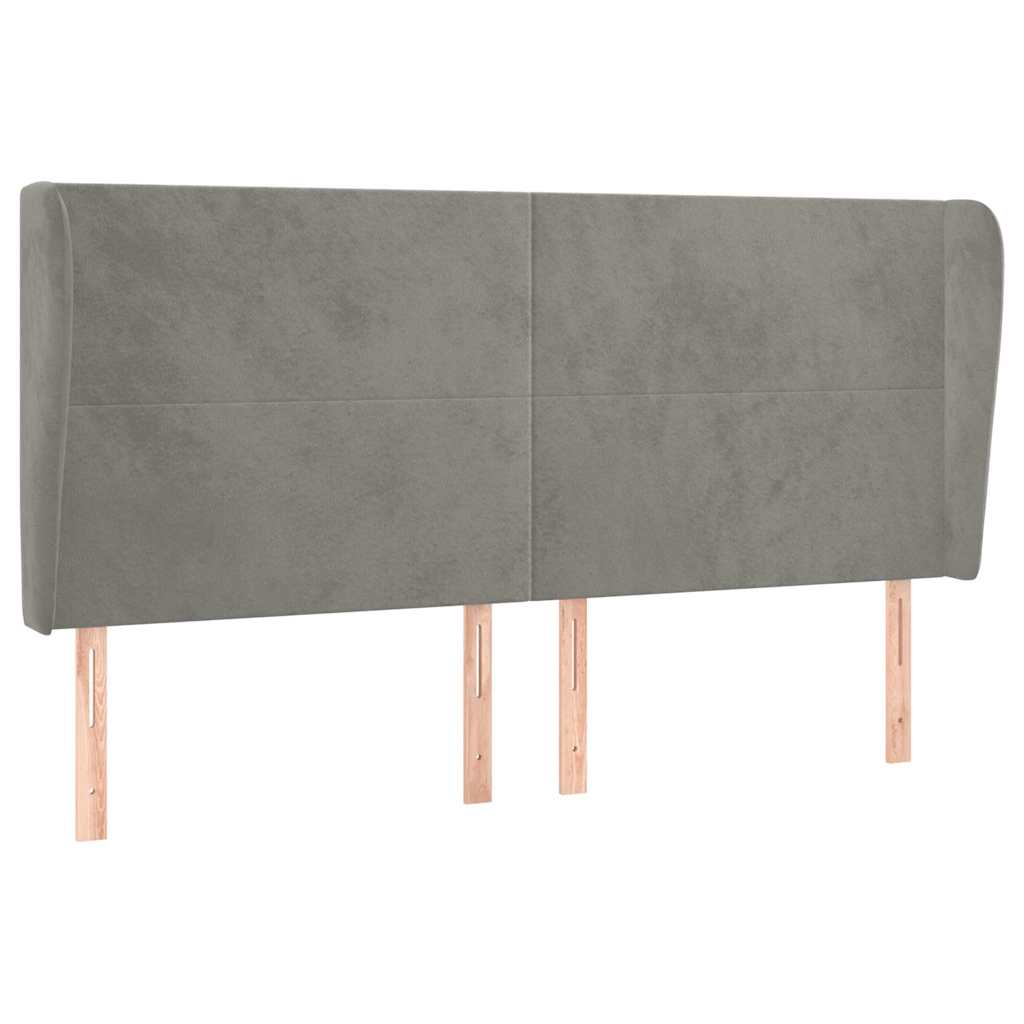 Vidaxl hoofdbord met randen 163x23x118 128 cm fluweel lichtgrijs