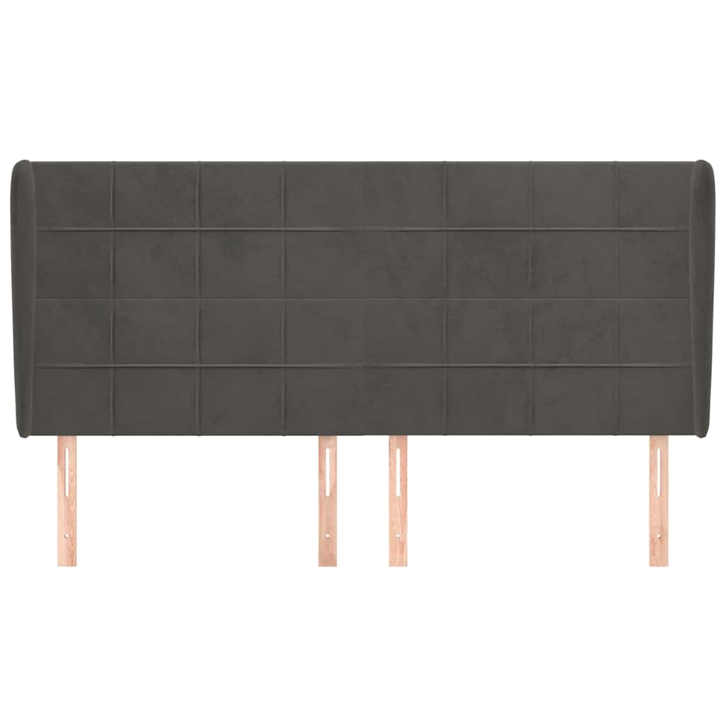 Vidaxl hoofdbord met randen 183x23x118 128 cm fluweel donkergrijs