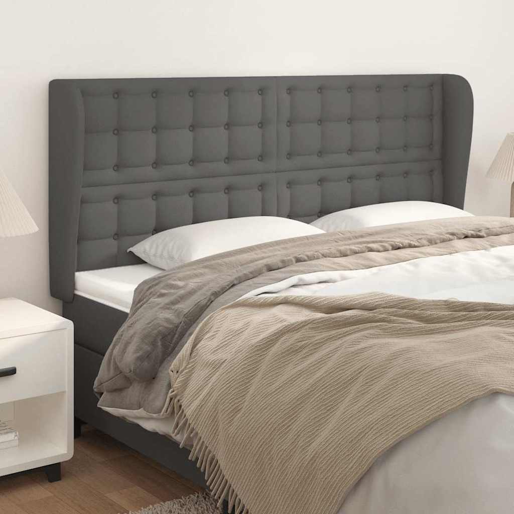 Vidaxl hoofdbord met randen 203x23x118 128 cm kunstleer grijs