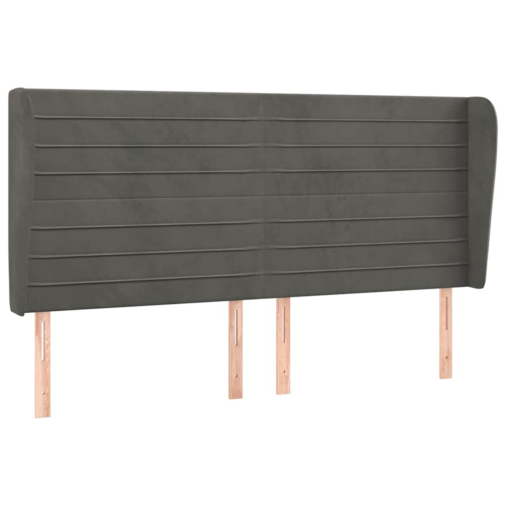 Vidaxl hoofdbord met randen 183x23x118 128 cm fluweel donkergrijs