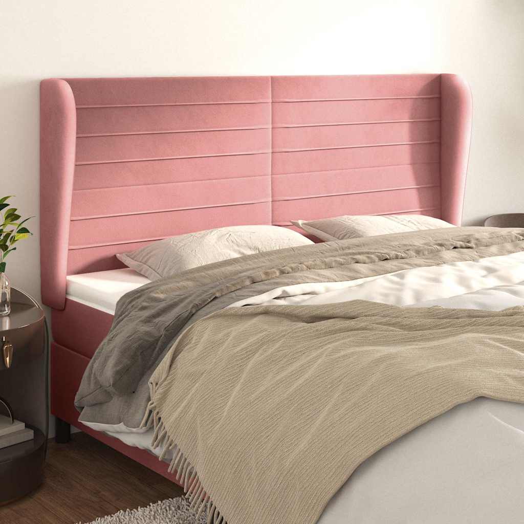 Vidaxl hoofdbord met randen 183x23x118 128 cm fluweel roze