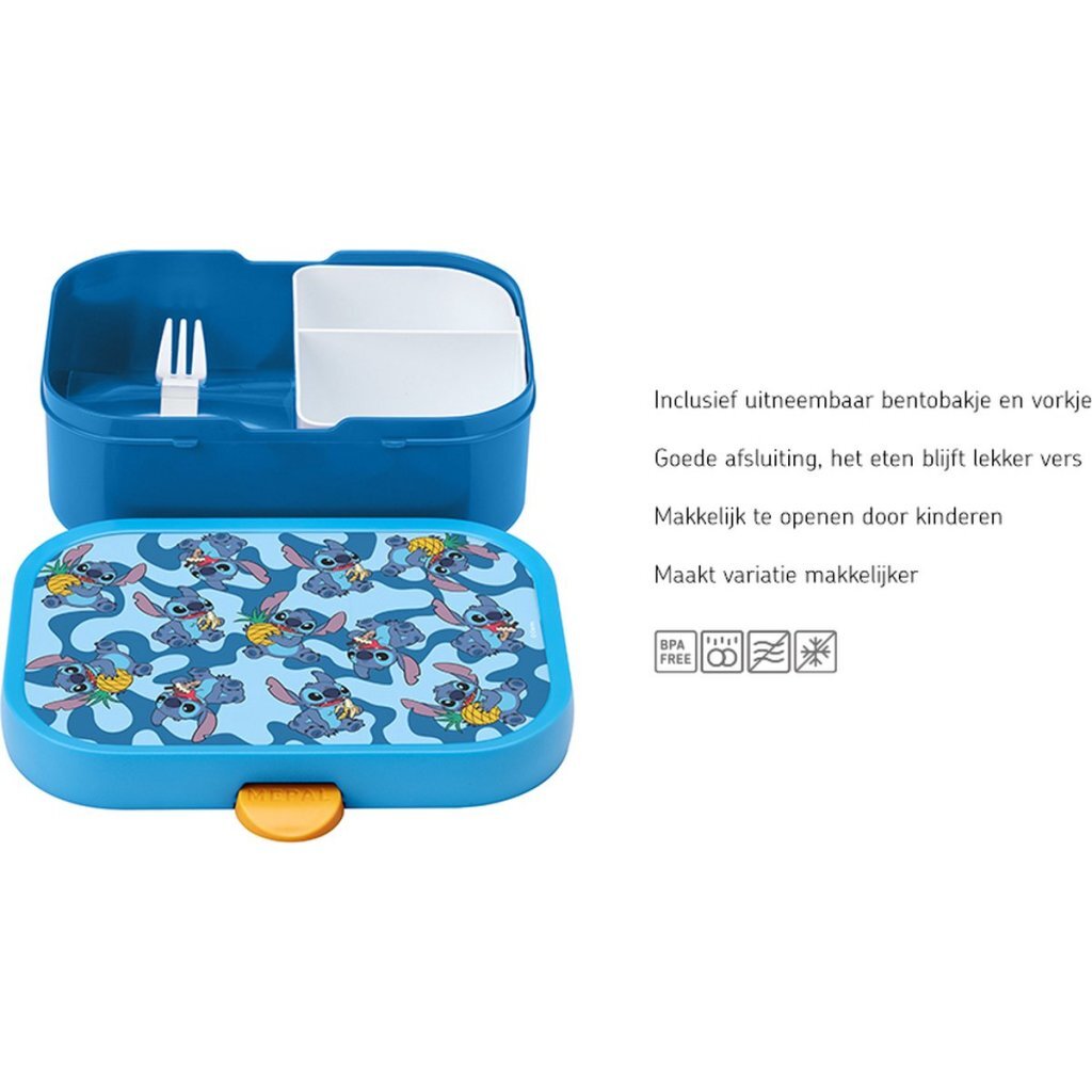 Mepal lunchbox campus - 750 ml - broodtrommel met vakjes voor kinderen - geschikt voor 4 boterhammen - stitch