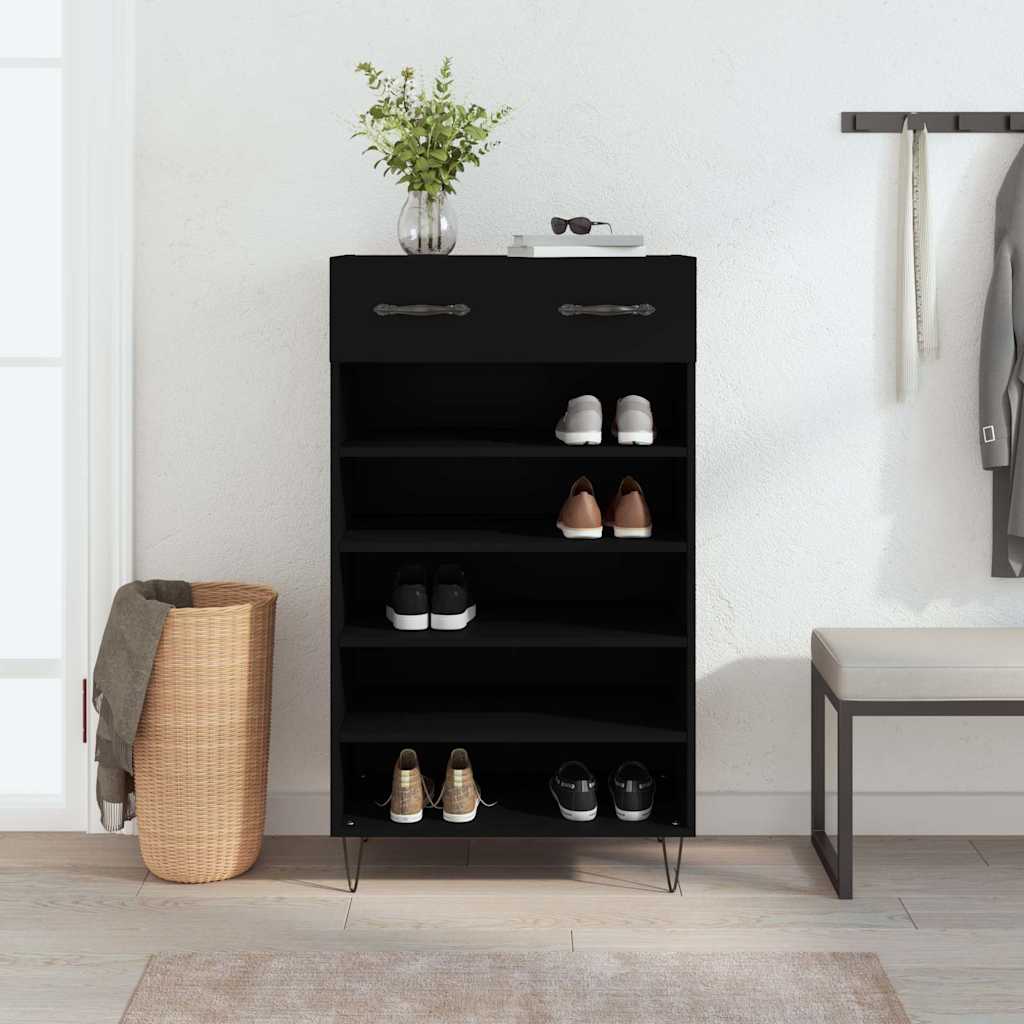 Vidaxl schoenenkast 60x35x105 cm bewerkt hout zwart