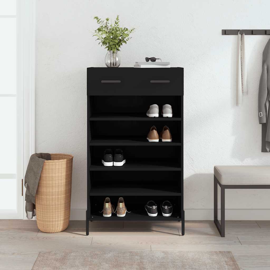 Vidaxl schoenenkast 60x35x105 cm bewerkt hout zwart