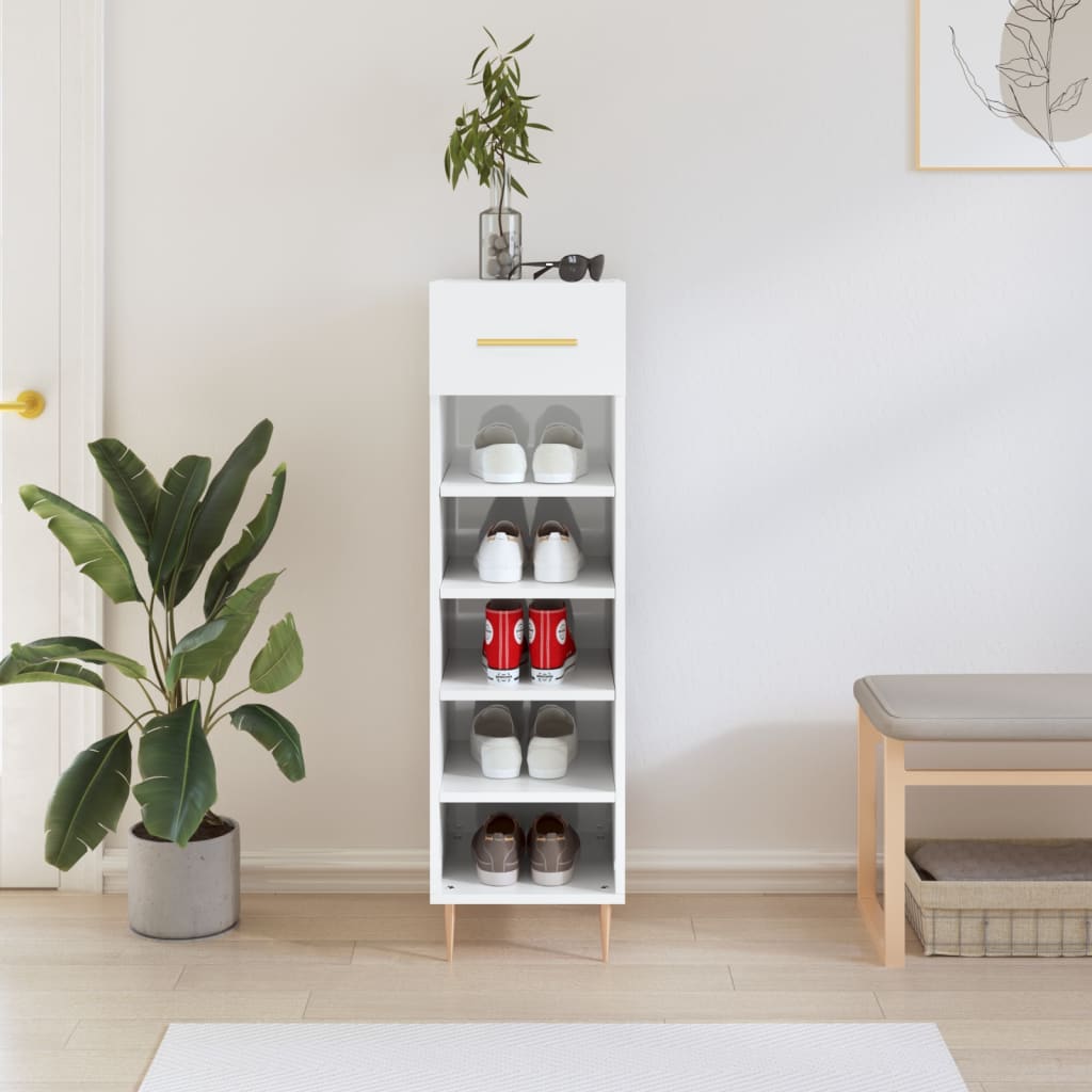 Vidaxl schoenenkast 30x35x105 cm bewerkt hout hoogglans wit