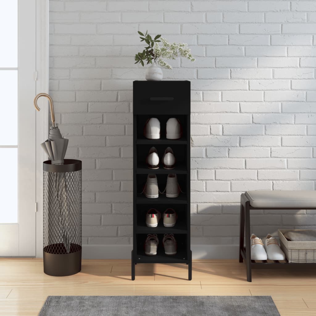 Vidaxl schoenenkast 30x35x105 cm bewerkt hout zwart