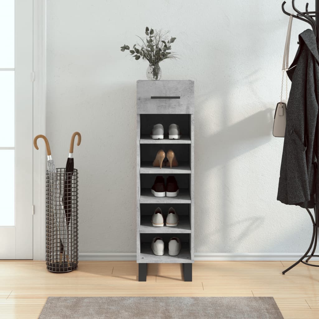 Vidaxl schoenenkast 30x35x105 cm bewerkt hout betongrijs