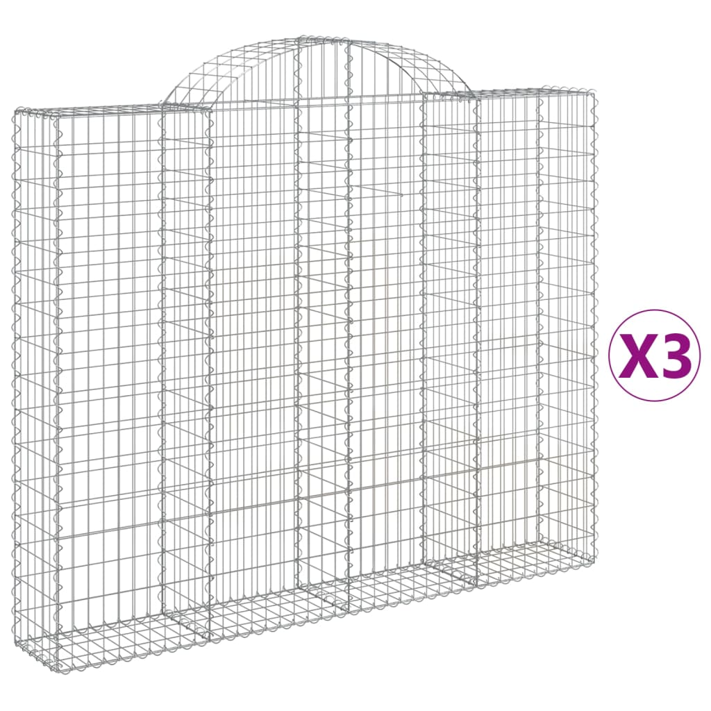 VidaXL Schanskorven 3 st gewelfd 200x30x160 180 cm ijzer