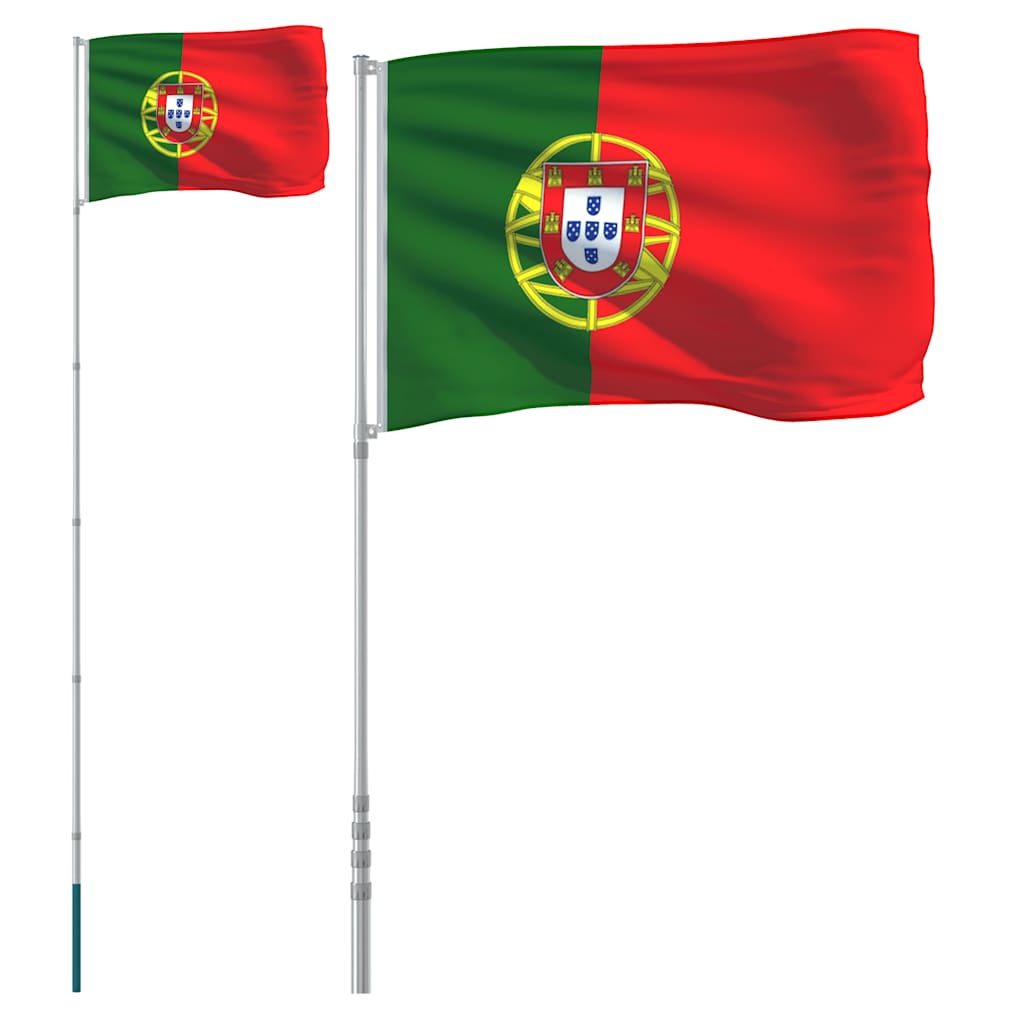 Vidaxl vlag met vlaggenmast portugal 5,5 m aluminium