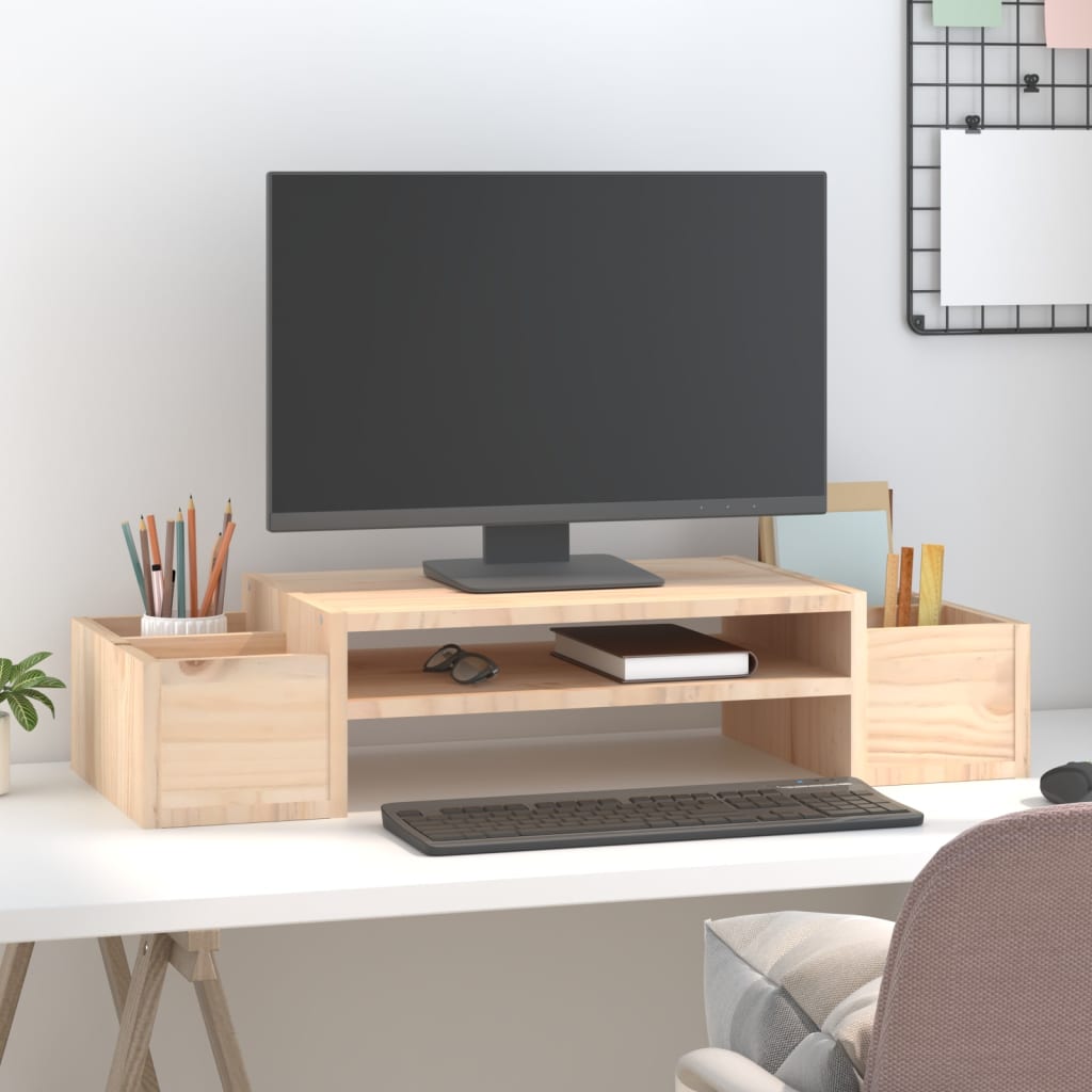Vidaxl monitorstandaard 70x27,5x15 cm massief grenenhout
